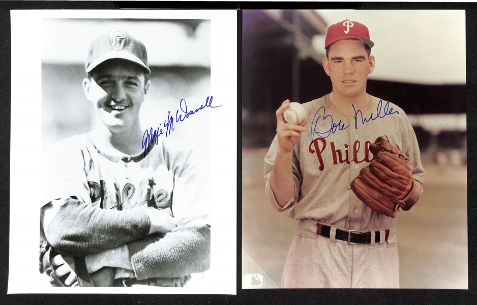 Lot of (9) 1950s Phillies Signed 8x10 Photos including (2) Robin Roberts, Ganny Hamner, Dal Ennis, and more (Beckett BAS Reviewed)