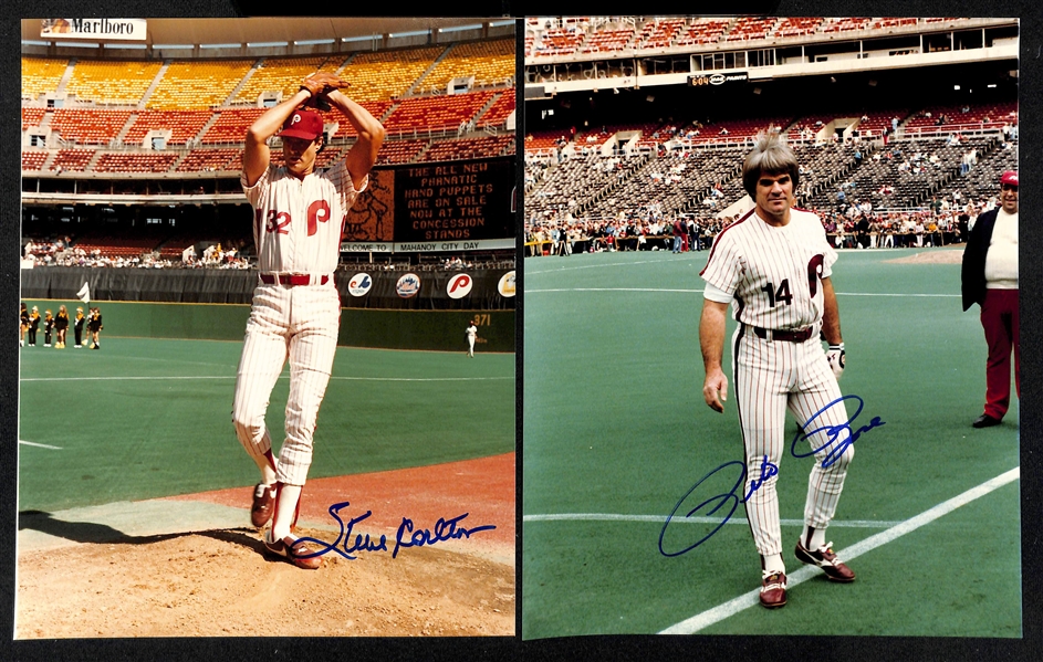 Lot of (7) 1980 World Series Phillies Signed 8x10 Photos including (3) Pete Rose, Steve Carlton, (3) Mike Schmidt (Beckett BAS Reviewed)