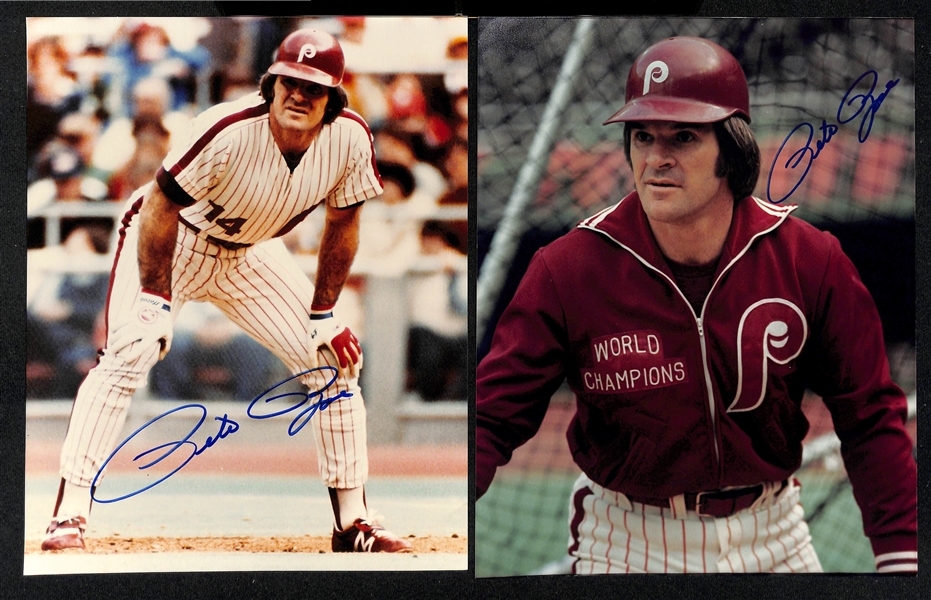 Lot of (7) 1980 World Series Phillies Signed 8x10 Photos including (3) Pete Rose, Steve Carlton, (3) Mike Schmidt (Beckett BAS Reviewed)