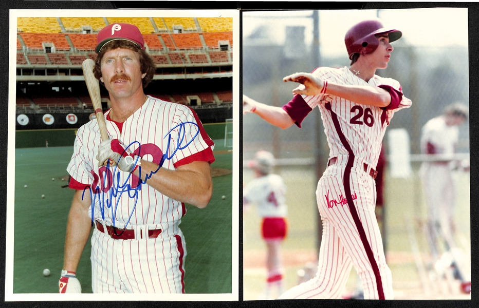 Lot of (27) 1980s Phillies Signed 8x10 Photos including Pete Rose, Steve Carlton, Mike Schmidt, Darren Daulton, and more (Beckett BAS Reviewed)