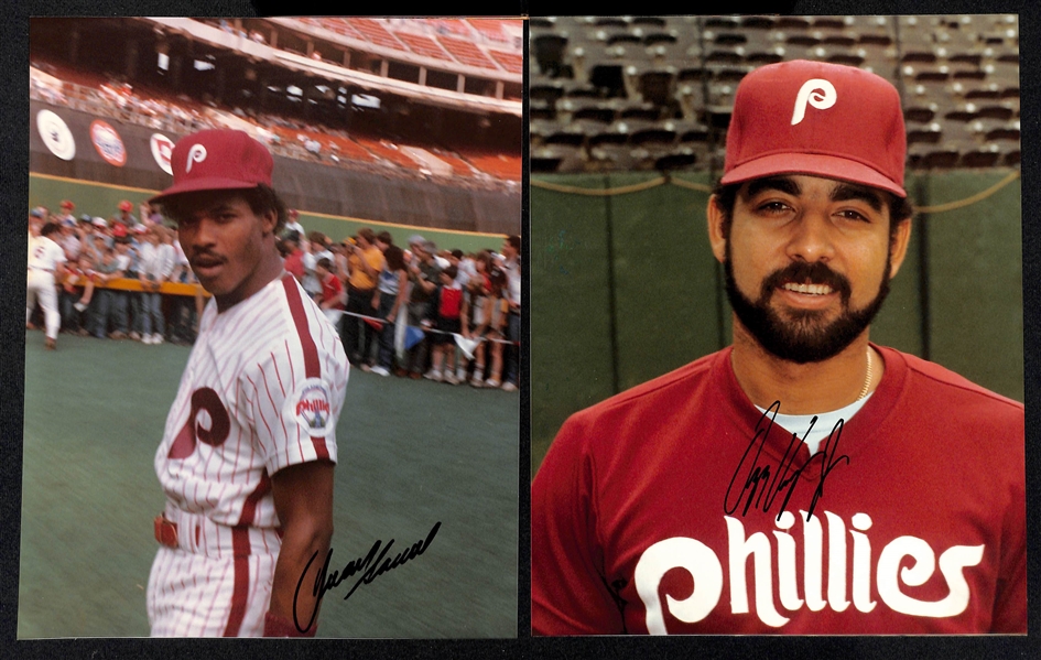 Lot of (27) 1980s Phillies Signed 8x10 Photos including Pete Rose, Steve Carlton, Mike Schmidt, Darren Daulton, and more (Beckett BAS Reviewed)