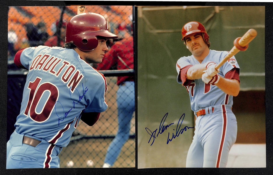 Lot of (27) 1980s Phillies Signed 8x10 Photos including Pete Rose, Steve Carlton, Mike Schmidt, Darren Daulton, and more (Beckett BAS Reviewed)