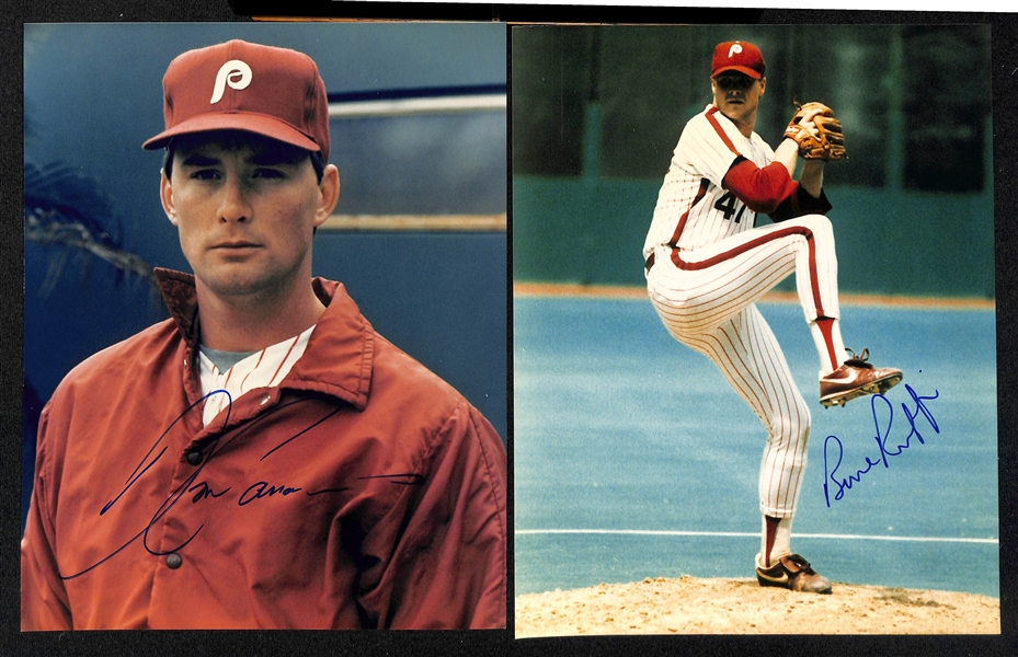 Lot of (27) 1980s Phillies Signed 8x10 Photos including Pete Rose, Steve Carlton, Mike Schmidt, Darren Daulton, and more (Beckett BAS Reviewed)