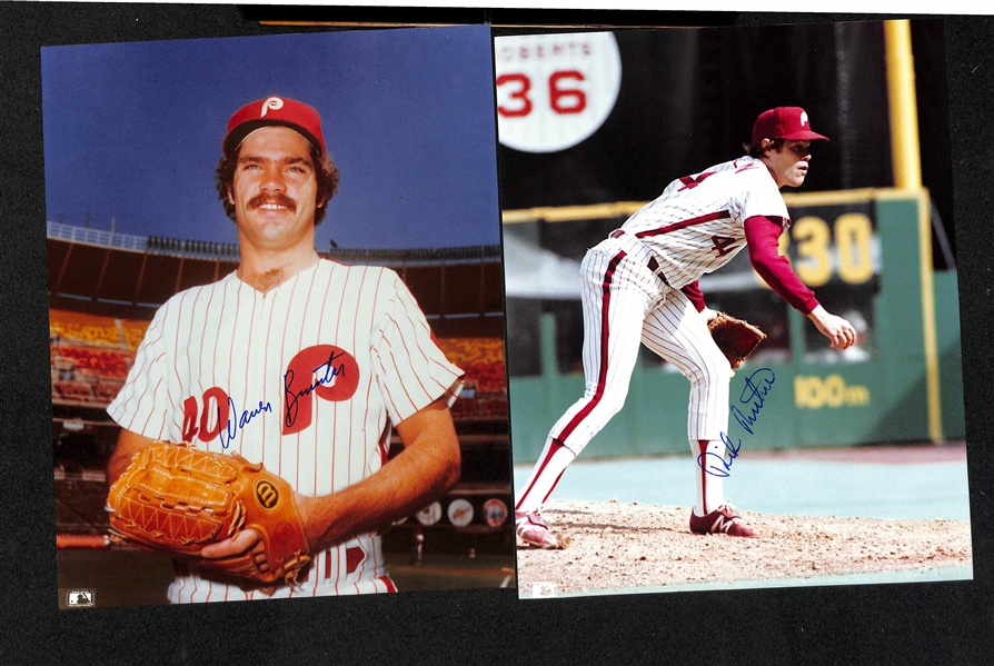 Lot of (27) 1980s Phillies Signed 8x10 Photos including Pete Rose, Steve Carlton, Mike Schmidt, Darren Daulton, and more (Beckett BAS Reviewed)