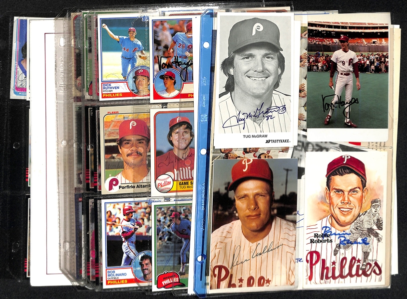 Lot of (75+) Mostly Baseball Signed Cards and Photos including Robin Roberts and more (Beckett BAS Reviewed)