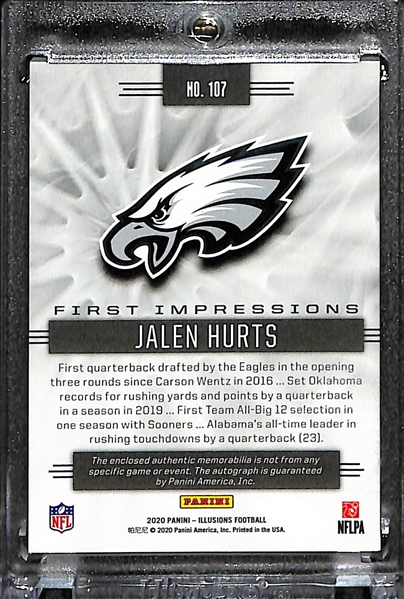 2020 Illusions Jalen Hurts Rookie Eagles Logo Patch Autograph (#/25) 