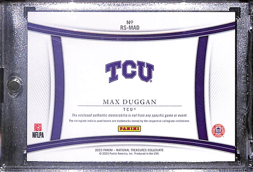 2023 National Treasures Collegiate Max Duggan Rookie Nike Swoosh 1/1