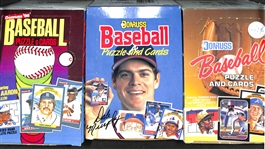 Lot of (3) Leaf Donruss Baseball Puzzle and Cards 36 Unopened Wax Packs in Box from 1986-88