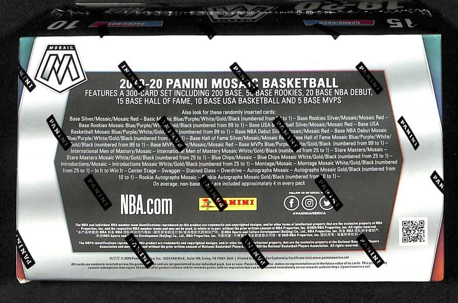 2019-20 Panini Mosaic Basketball Sealed Hobby Box (Zion and Ja Rookie Year)