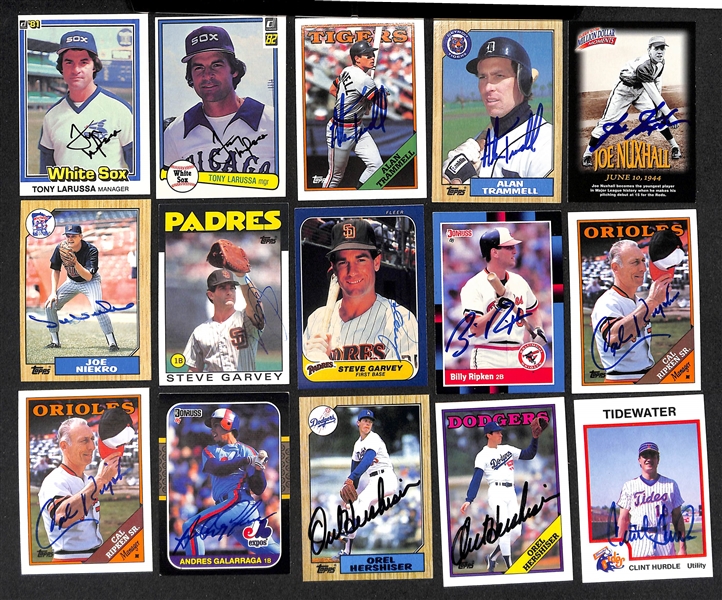 Lot of (700+) Signed Baseball Cards including (2) Tony LaRussa, (2) Alan Trammell, Joe Nuxhall, and more (Beckett BAS Reviewed)