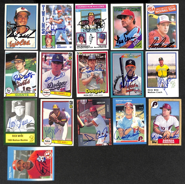 Lot of (700+) Signed Baseball Cards including (2) Tony LaRussa, (2) Alan Trammell, Joe Nuxhall, and more (Beckett BAS Reviewed)