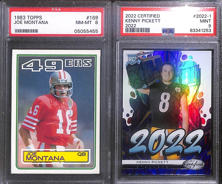 Lot of (8) 1983-2022 Graded Cards including 1983 Topps Joe Montana HOF PSA 8 