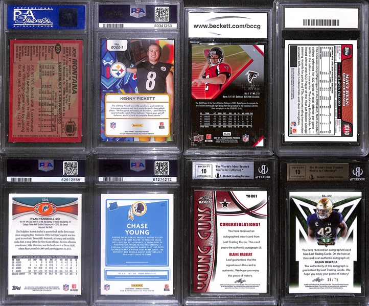 Lot of (8) 1983-2022 Graded Cards including 1983 Topps Joe Montana HOF PSA 8 