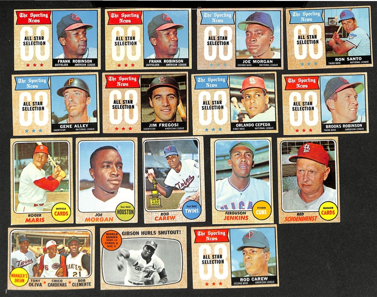 Lot of (450+) 1968 Topps Baseball Cards including Pete Rose, Carl Yastrzemski, Lou Brock, and more