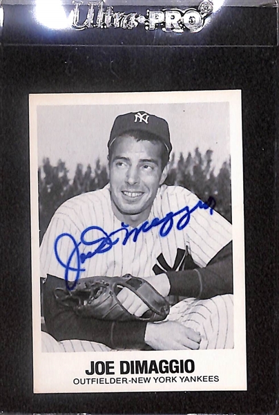 Lot of (3) Joe DiMaggio Signed Cards - 1979 TCMA, 1977 TCMA, and 1980 TCMA (Beckett BAS Reviewed)