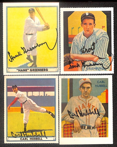 Lot of (21) Signed Old Timer Reprint Cards including (2) Hank Greenberg, (3) Carl Hubbell, Bobby Doerr, Vernon Gomez, Charlie Keller, and more (Beckett BAS Reviewed)