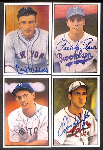 Lot of (25) Signed 1982 & 1983 Diamond Classics Cards including Carl Hubbell, Pee Wee Reese, Dom DiMaggio, Enos Slaughter, Johnny Mize, and more (Beckett BAS Reviewed)