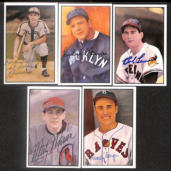 Lot of (25) Signed 1982 & 1983 Diamond Classics Cards including Carl Hubbell, Pee Wee Reese, Dom DiMaggio, Enos Slaughter, Johnny Mize, and more (Beckett BAS Reviewed)