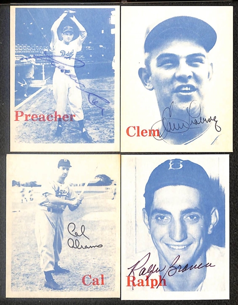 Lot of (18) Signed 1974 TCMA 1952 Dodgers Cards including Preacher Roe, Clement Labine, Calvin Abrams, Ralph Branca, Tommy Holmes, and more (Beckett BAS Reviewed)