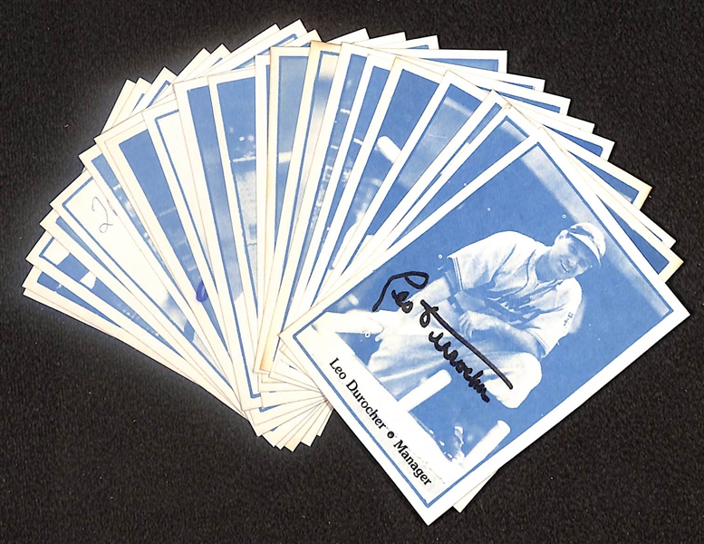 Lot of (21) Signed 1978 TCMA 1941 Dodgers Cards including Leo Durocher, Pee Wee Reese, Billy Herman, George Pfister, Babe Phelps, and more (Beckett BAS Reviewed)