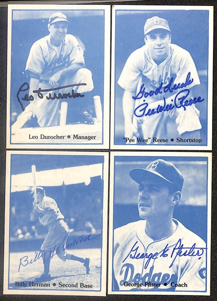 Lot of (21) Signed 1978 TCMA 1941 Dodgers Cards including Leo Durocher, Pee Wee Reese, Billy Herman, George Pfister, Babe Phelps, and more (Beckett BAS Reviewed)