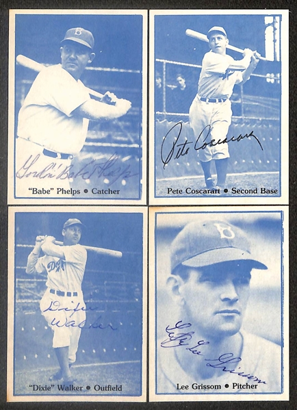 Lot of (21) Signed 1978 TCMA 1941 Dodgers Cards including Leo Durocher, Pee Wee Reese, Billy Herman, George Pfister, Babe Phelps, and more (Beckett BAS Reviewed)