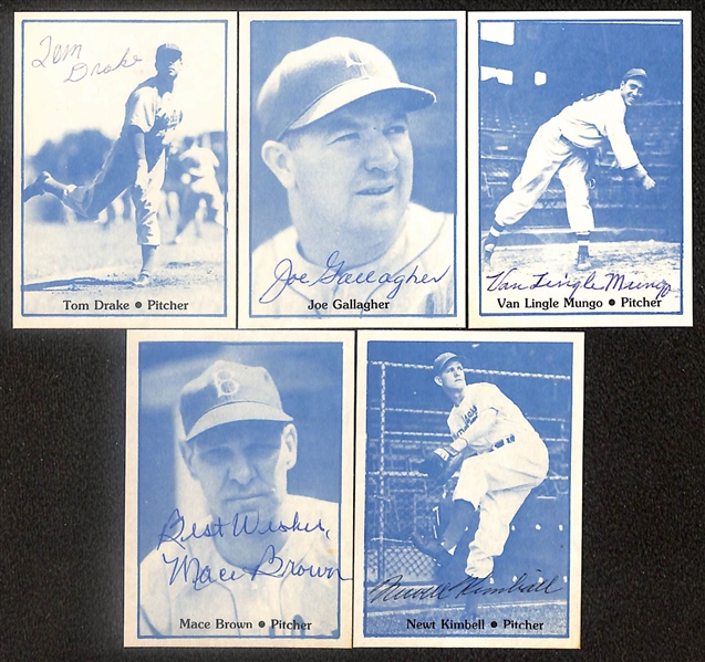 Lot of (21) Signed 1978 TCMA 1941 Dodgers Cards including Leo Durocher, Pee Wee Reese, Billy Herman, George Pfister, Babe Phelps, and more (Beckett BAS Reviewed)