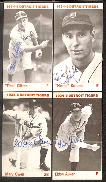 Lot of (12) Signed 1974 TCMA 1934 Tigers Cards including Charlie Gehringer, Chet Morgan, Joe Sullivan, Ray Hayworth, Flea Clifton, and more (Beckett BAS Reviewed)