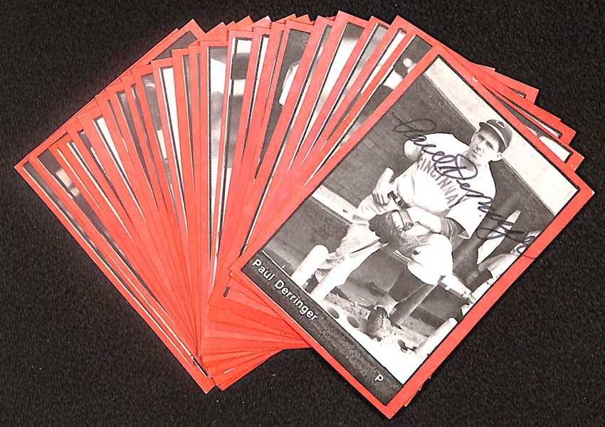 Lot of (25) Signed 1977 TCMA 1939-40 Reds Cards including Paul Derringer, Vince DiMaggio, Johnny Van Der Meer, Wally Berger, Dick West, Jim Weaver, and more (Beckett BAS Reviewed)