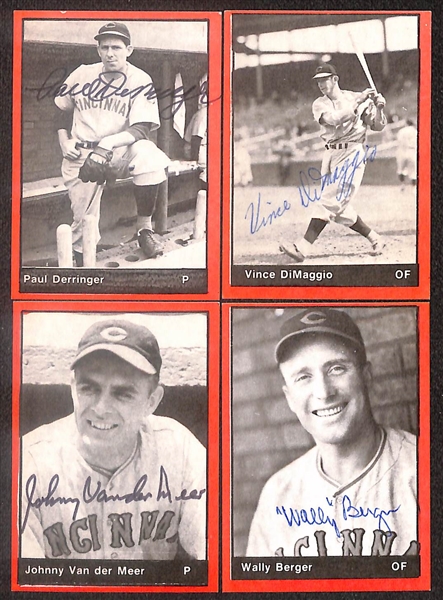 Lot of (25) Signed 1977 TCMA 1939-40 Reds Cards including Paul Derringer, Vince DiMaggio, Johnny Van Der Meer, Wally Berger, Dick West, Jim Weaver, and more (Beckett BAS Reviewed)