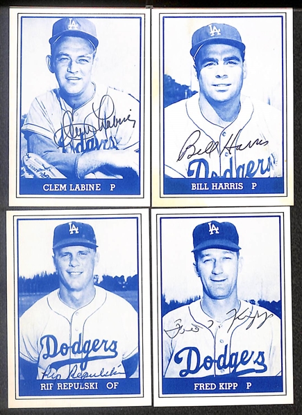 Lot of (14) Signed 1980 TCMA 1959 Dodgers Cards including Duke Snider, Don Drysdale, Roger Craig, Johnny Klippstein, and more (Beckett BAS Reviewed)