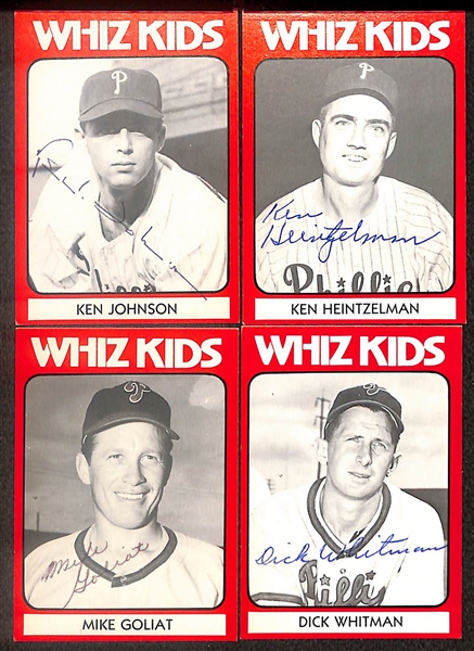 Lot of (19) Signed 1980 TCMA Whiz Kids Cards including Eddie Sawyer, Stan Lopata, Dick Sisler, Puddin Head Jones, Andy Seminick, and more (Beckett BAS Reviewed)