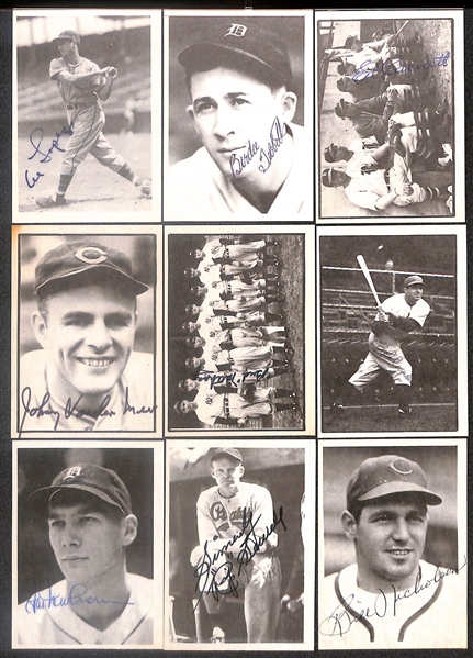 Lot of (49) Signed 1977 TCMA The War Years Cards including Al Lopez, Birdie Tebbetts, Ed Carnett, Joh Vander Meer, Bud Metheny, and more (Beckett BAS Reviewed)