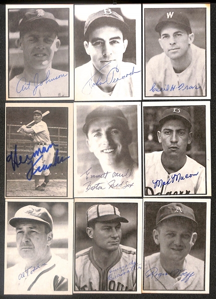 Lot of (49) Signed 1977 TCMA The War Years Cards including Al Lopez, Birdie Tebbetts, Ed Carnett, Joh Vander Meer, Bud Metheny, and more (Beckett BAS Reviewed)