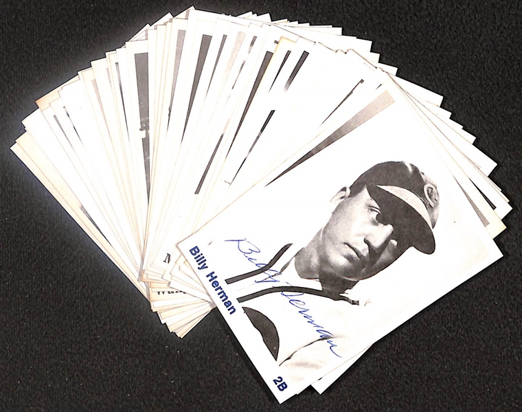 Lot Of (36) Signed 1975 TCMA 1954 Indians Cards including Billy Herman, Al Lopez, Al Rosen, Tony Cuccinello, Hal Newhouser, Don Mossi, and more (Beckett BAS Reviewed)