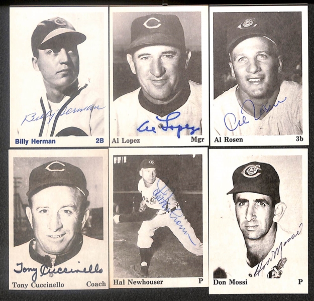 Lot Of (36) Signed 1975 TCMA 1954 Indians Cards including Billy Herman, Al Lopez, Al Rosen, Tony Cuccinello, Hal Newhouser, Don Mossi, and more (Beckett BAS Reviewed)