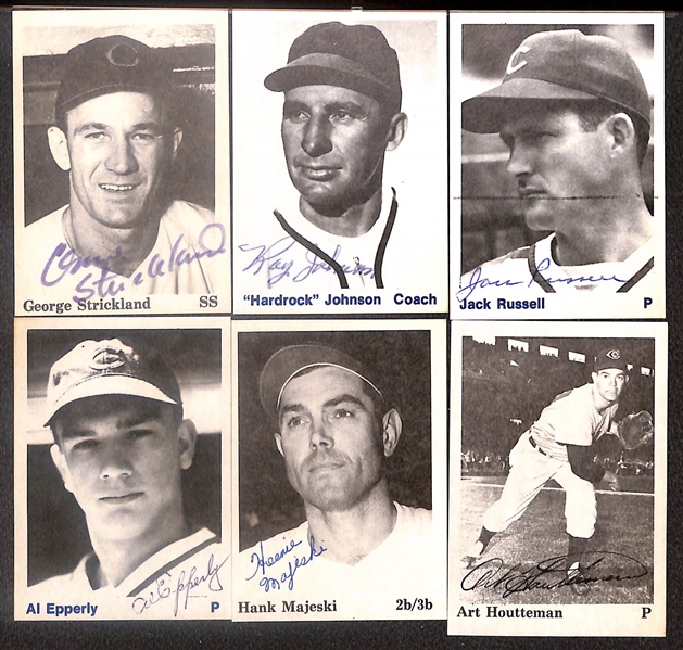 Lot Of (36) Signed 1975 TCMA 1954 Indians Cards including Billy Herman, Al Lopez, Al Rosen, Tony Cuccinello, Hal Newhouser, Don Mossi, and more (Beckett BAS Reviewed)