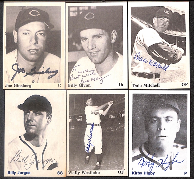 Lot Of (36) Signed 1975 TCMA 1954 Indians Cards including Billy Herman, Al Lopez, Al Rosen, Tony Cuccinello, Hal Newhouser, Don Mossi, and more (Beckett BAS Reviewed)