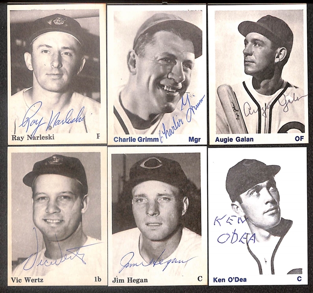 Lot Of (36) Signed 1975 TCMA 1954 Indians Cards including Billy Herman, Al Lopez, Al Rosen, Tony Cuccinello, Hal Newhouser, Don Mossi, and more (Beckett BAS Reviewed)