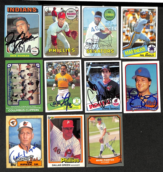 Lot of (700+) Signed Baseball Cards including Gary Carter, (2) Alan Trammell, Billy Williams, Dick Williams, (3) John McNamara, and more (Beckett BAS Reviewed)