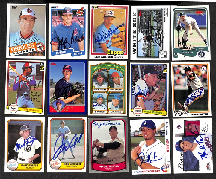 Lot of (700+) Signed Baseball Cards including Cliff Lee, Al Downing, Sparky Anderson, (2) Mark Fidrych, and more (Beckett BAS Reviewed)