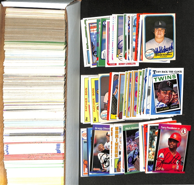 Lot of (700+) Signed Baseball Cards including (4) Fernando Valenzuela, Jim Kaat, Tito Francona, (3) Larry Bowa, and more (Beckett BAS Reviewed)