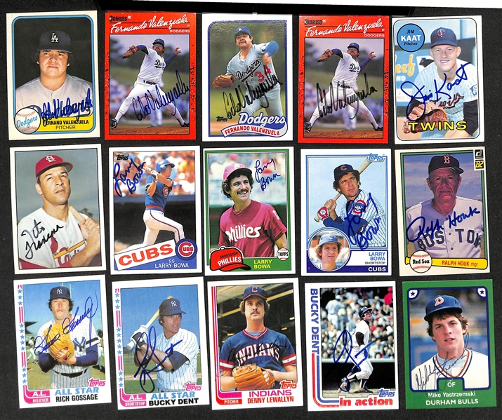 Lot of (700+) Signed Baseball Cards including (4) Fernando Valenzuela, Jim Kaat, Tito Francona, (3) Larry Bowa, and more (Beckett BAS Reviewed)