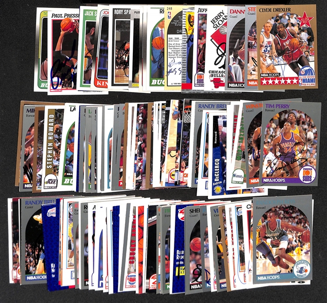 Lot of (85+) Signed Basketball Cards including Clyde Drexler, Steve Kerr, Kenny Smith, Danny Ainge, Jerry Sloan, and more (Beckett BAS Reviewed)