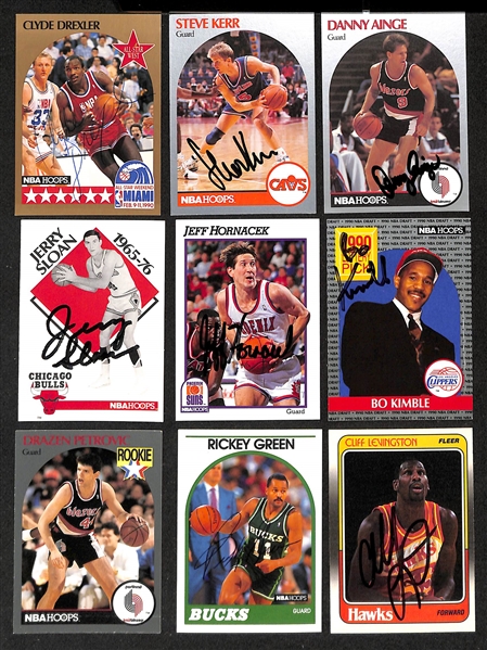 Lot of (85+) Signed Basketball Cards including Clyde Drexler, Steve Kerr, Kenny Smith, Danny Ainge, Jerry Sloan, and more (Beckett BAS Reviewed)