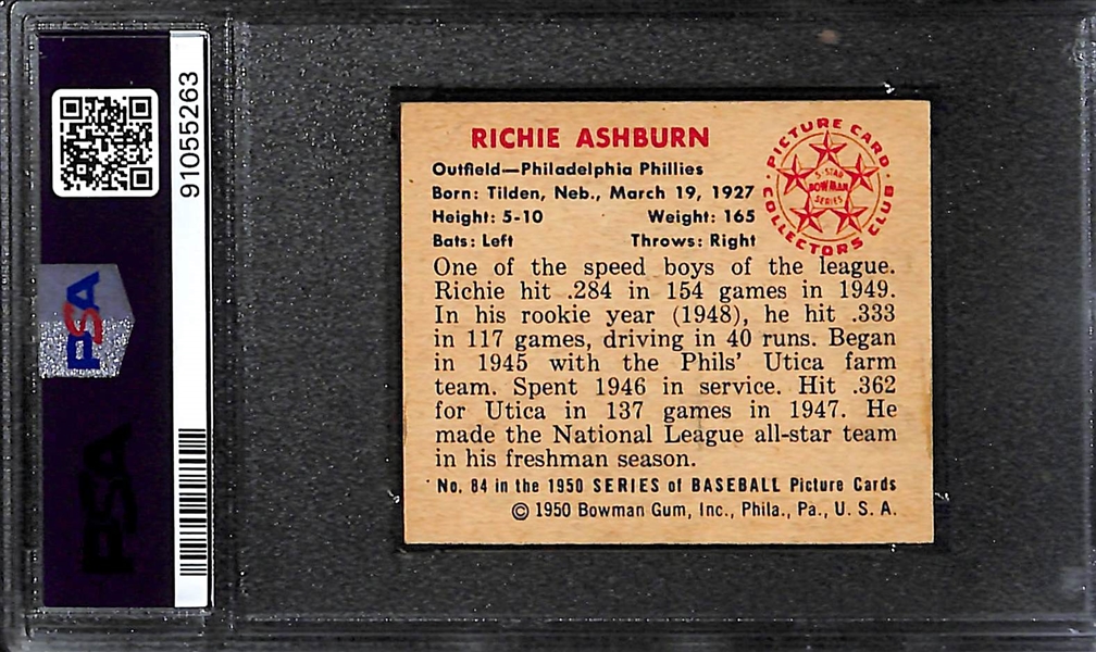 1950 Bowman Richie Ashburn #84 PSA 7