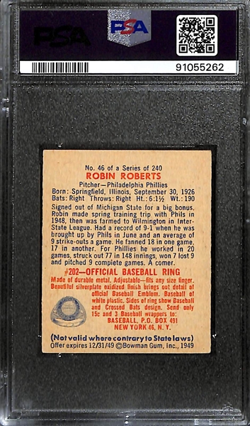 1949 Bowman Robin Roberts #46 PSA 5