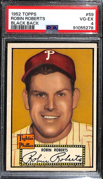 1952 Topps Robin Roberts #59 Black Back PSA 4