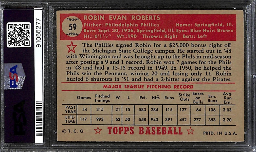 1952 Topps Robin Roberts #59 PSA 5