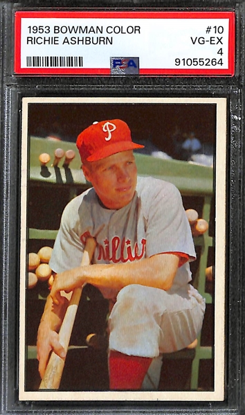 Lot of (2) 1953 Bowman Color Richie Ashburn/Robin Roberts & 1954 Bowman Robin Roberts - All PSA Graded